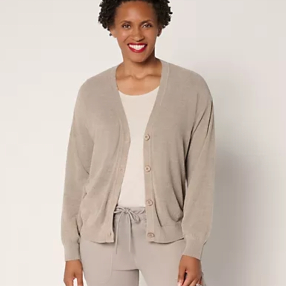 Like New Barefoot Dreams CozyChic Lite Button-Front Cardigan